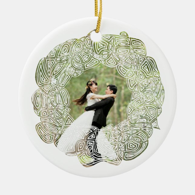 Ornement En Verre Photo White Wreath (Devant)