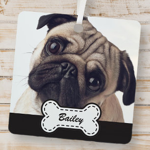 Ornement En Verre Photos d'animaux de compagnie sur Cute Dog Bone Aj