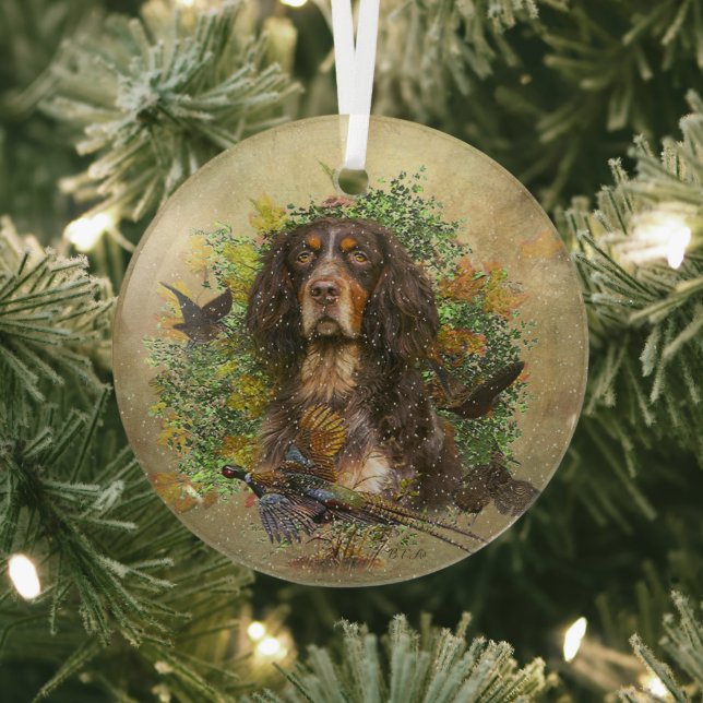 Ornement En Verre Picardy Spaniel, Saison de chasse (Insitu)
