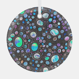 Ornement En Verre Pierres Opales Peintes Abstraites