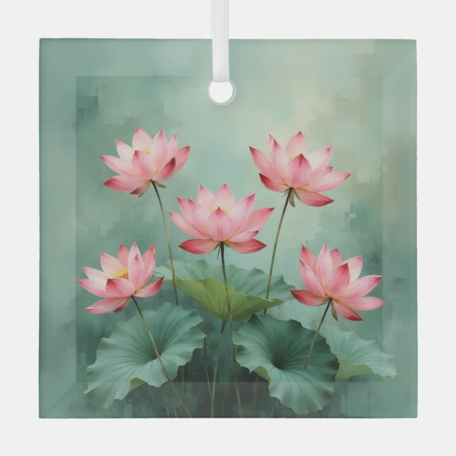 Ornement En Verre Pink Lotus Artwork  (Recto)