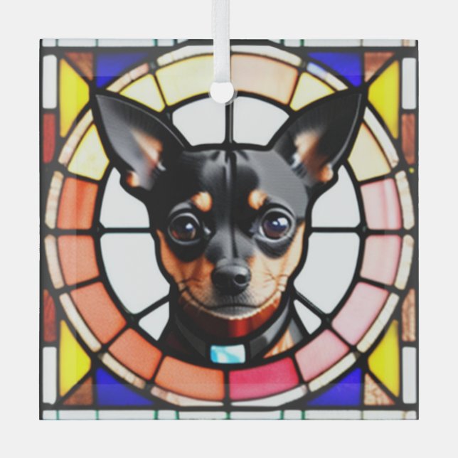 Ornement En Verre Pinscher miniature "Verre Tiré" (Recto)