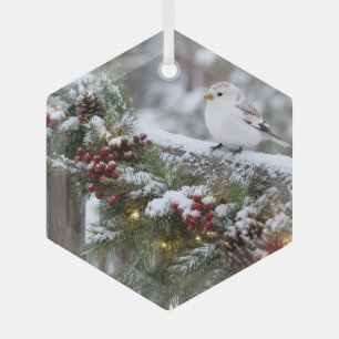 Ornement En Verre Pinson des neiges de Noël
