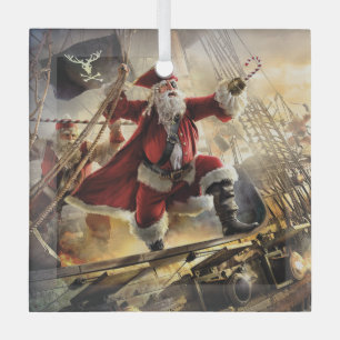 Ornement En Verre Pirate Père Noël
