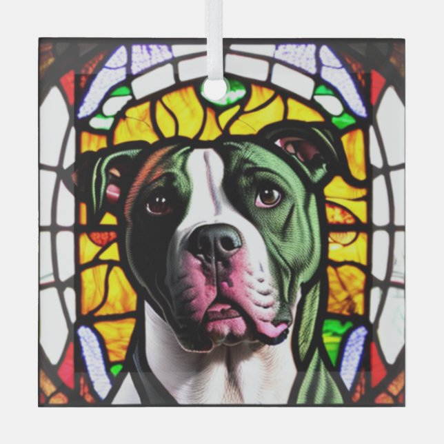 Ornement En Verre Pit Bull en "Verre Tiré" (Recto)