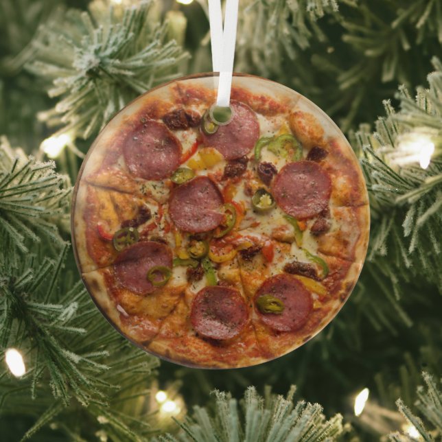 Ornement En Verre Pizza Suprême (Insitu)