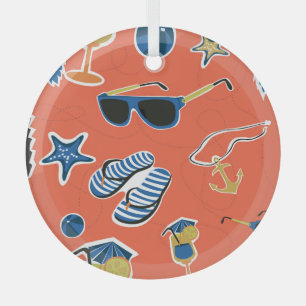 Ornement En Verre Plage d'été : Relaxant Motif sans couture.