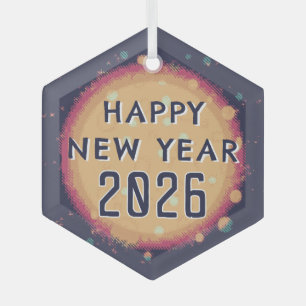 Ornement En Verre Planète Abstraite moderne Bonne année 2026