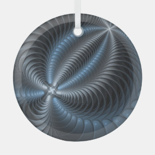 Ornement En Verre Plastique bleu gris 3D Fractal Art moderne Abstrai