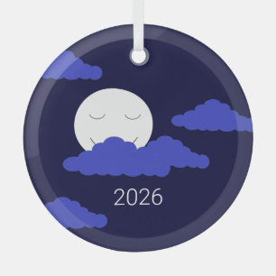 Ornement En Verre Pleine lune avec des nuages