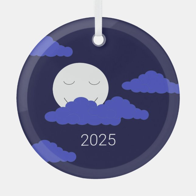 Ornement En Verre Pleine lune avec nuages (Recto)