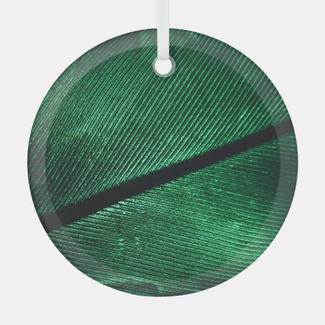 Ornement En Verre Plumes Vertes, Belle Texture Motif. (Recto)