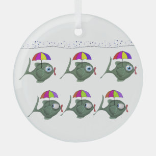 Ornement En Verre Poisson parapluie