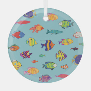 Ornement En Verre Poisson tropical, motif vintage