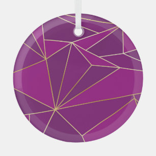 Ornement En Verre Polygone violet Art : Gold Line Arrière - plan géo