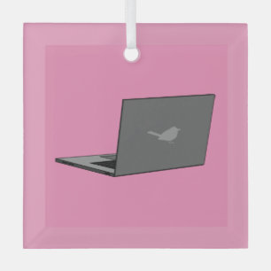 Ornement En Verre Portable gris avec logo d'oiseau