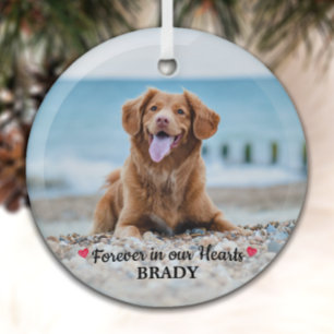 Ornement En Verre Pour toujours dans nos coeurs Chien Photo Pet Memo