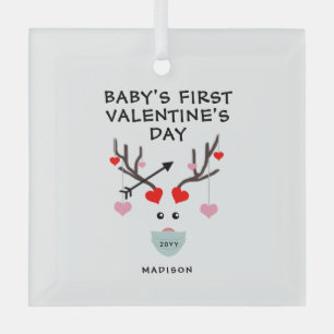 Ornement En Verre Premier cadeau de Saint-Valentin pour bébé perso