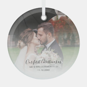 Ornement En Verre Premier Noël en couple Mariage photo personnalisée