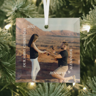 Ornement En Verre Premier Noël M. et Mme Couple Photo