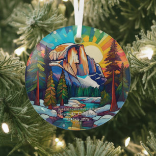 Ornement En Verre Premier Noël Vitrail Yosemite Cali Couple