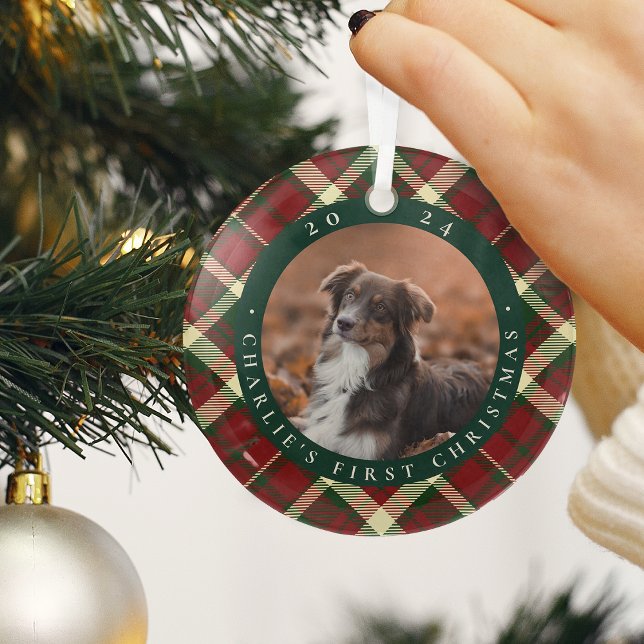 Ornement En Verre Première photo de Noël de l'animal domestique clas (Créateur téléchargé)