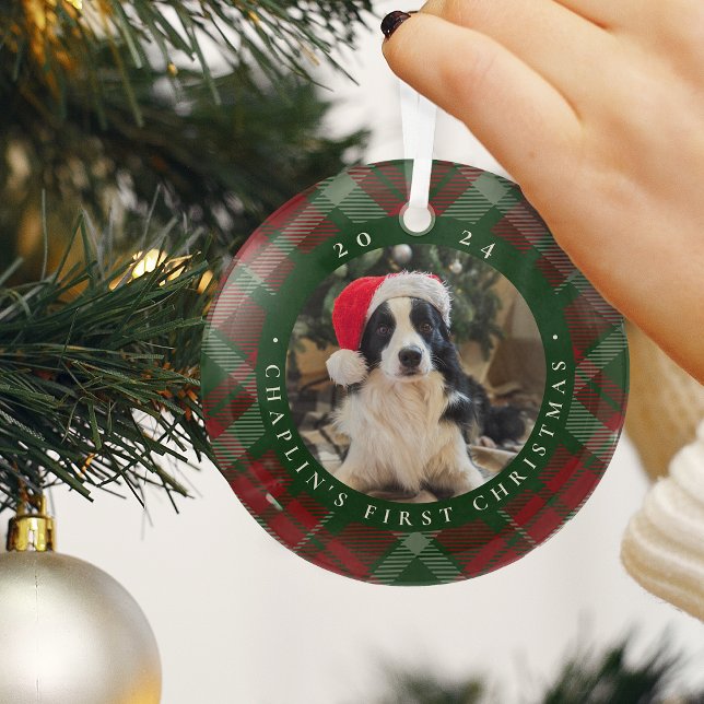 Ornement En Verre Première photo de Noël de l'animal domestique clas (Créateur téléchargé)