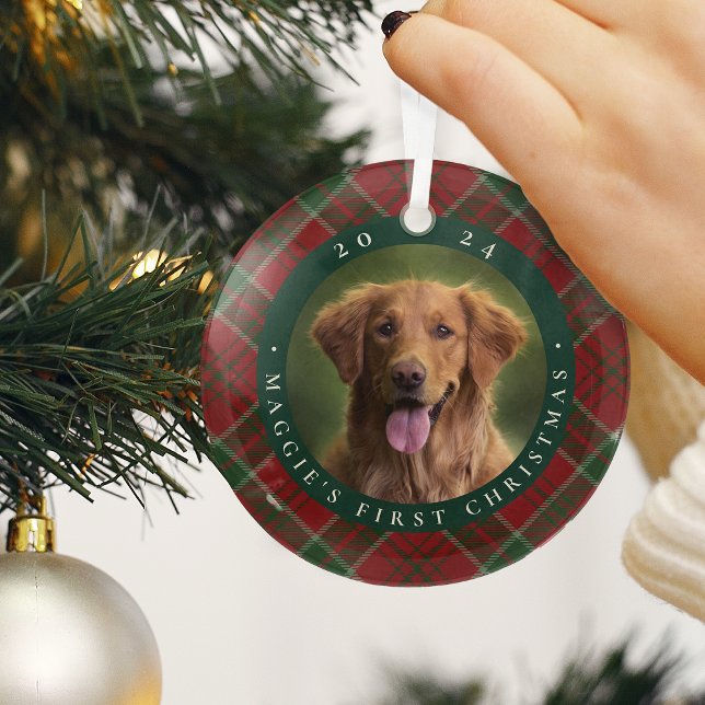 Ornement En Verre Première photo de Noël de l'animal domestique clas (Créateur téléchargé)