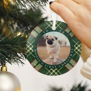 Ornement En Verre Première photo de Noël de l'animal domestique clas
