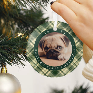 Ornement En Verre Première photo de Noël de l'animal domestique clas