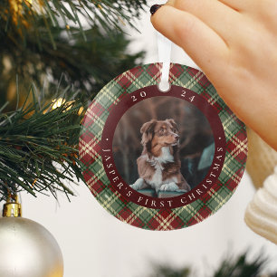 Ornement En Verre Première photo de Noël de l'animal domestique clas