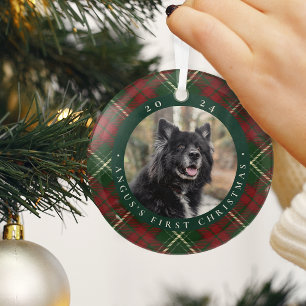 Ornement En Verre Première photo de Noël de l'animal domestique clas