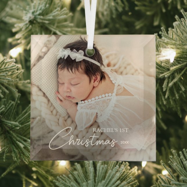 Ornement En Verre Première photo de Noël du bébé (Insitu)