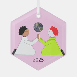 Ornement En Verre Priez pour le monde : Lavande