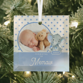 Ornement En Verre Promu à Memaw Baby Boy Photo