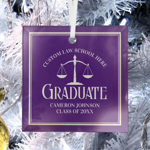 Ornement En Verre Purple Law School Graduation Noël