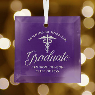 Ornement En Verre Purple Médicale School Graduation Noël