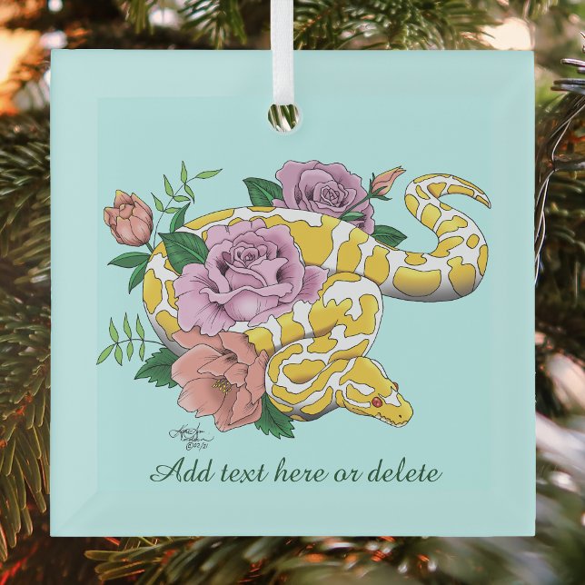 Ornement En Verre Python boule jaune albino Roses sarcelle (Créateur téléchargé)