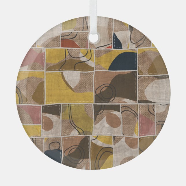 Ornement En Verre Quilt collage en patchwork : impression mixte. (Recto)