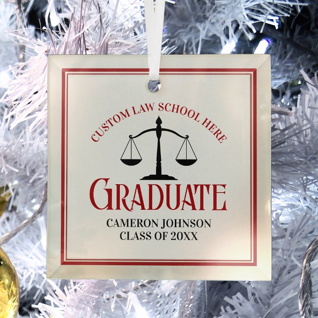 Ornement En Verre Red Black Law School Graduation Christmas (Créateur téléchargé)