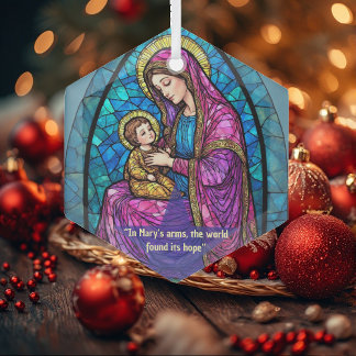 Ornement En Verre Renaissance Madonna and Child Sacred Art Minimal