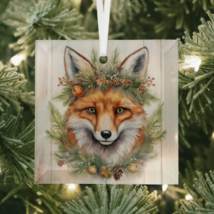 Ornement En Verre Renard de Noël