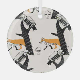 Ornement En Verre Renard, hibou, arbre, vintage sans soudure.