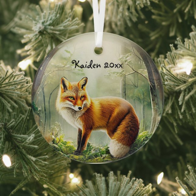 Ornement En Verre Renard rouge mignon dans Snowglobe (Insitu)