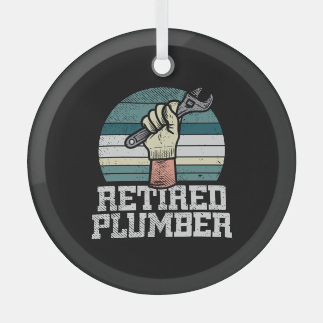 Ornement En Verre Retraite Plumber Pension (Recto)