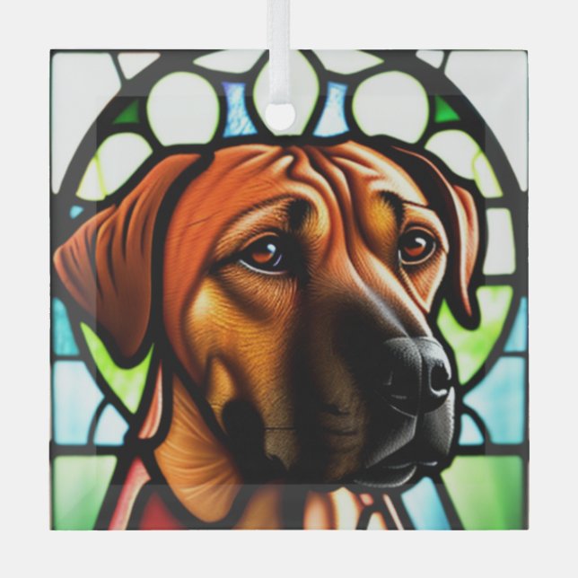 Ornement En Verre Rhodesian Ridgeback "Verre tendu" (Recto)