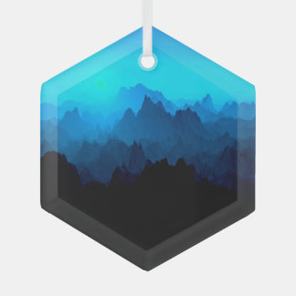 Ornement En Verre Robuste Rustique Blue Jagged Montagnes Suncatcher