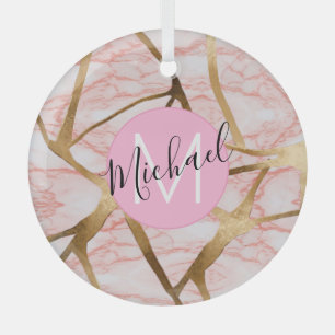 Ornement En Verre Rose Gold Blush Rose Girl Parties scintillant Mono