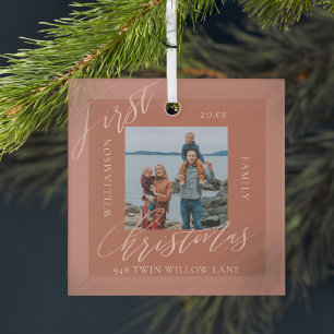 Ornement En Verre Rose Gold Calligraph Noël Nouveau Accueil Photo