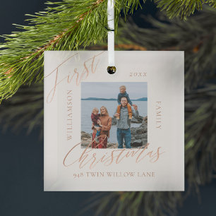 Ornement En Verre Rose Gold Calligraph Noël Nouveau Accueil Photo